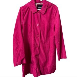 Relativity Hot Pink Trench Coat w Hood Sz XL